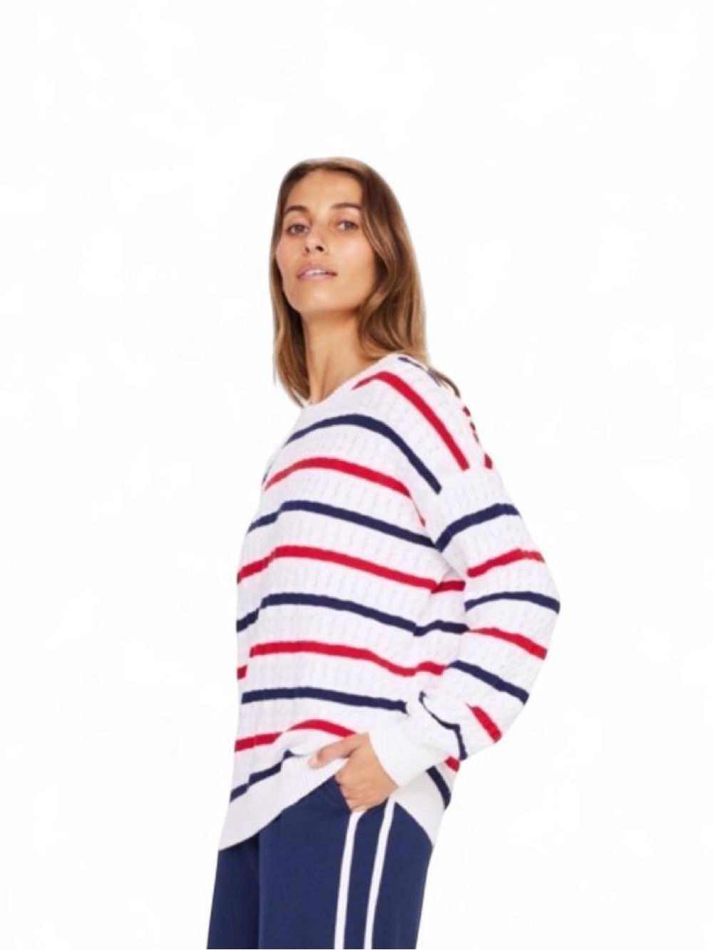 The Upside Knit Striped Crew Neck Sweater